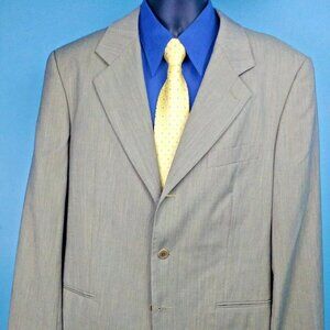 Valentino Uomo Italian Mens Beige Wool Long Sleeve Button Down Blazer Size 42